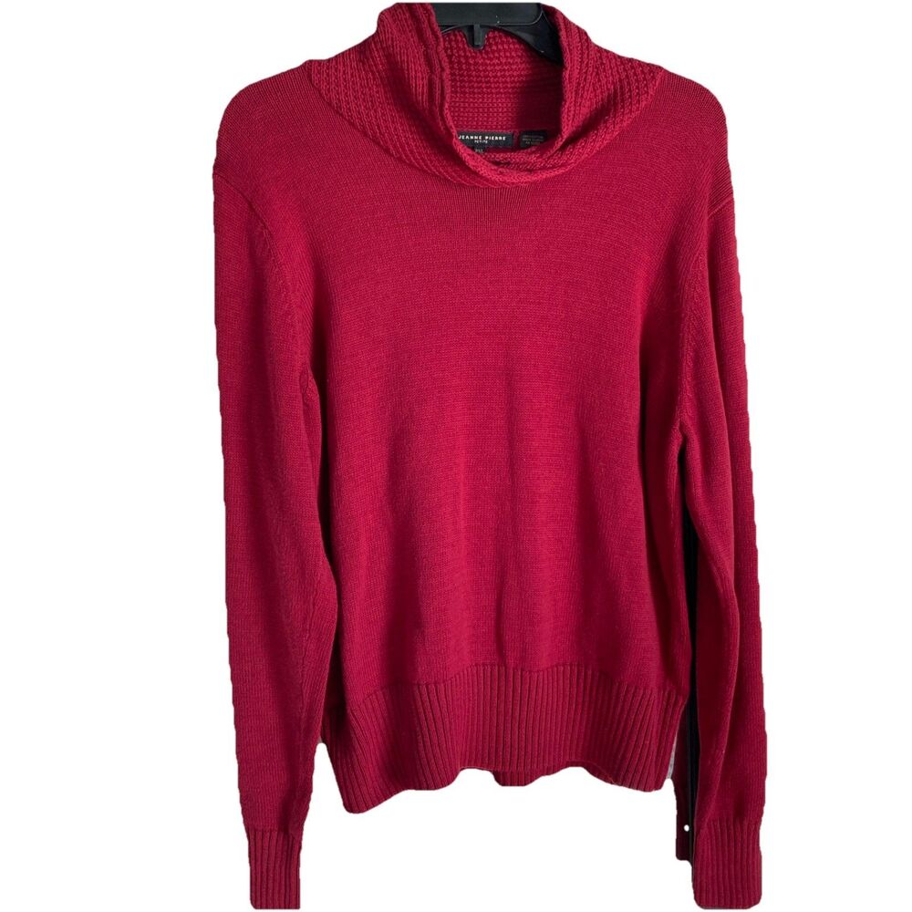 Jeanne Pierre Deep Red Sweater Petite XL Women’s Christmas Collared Excellent